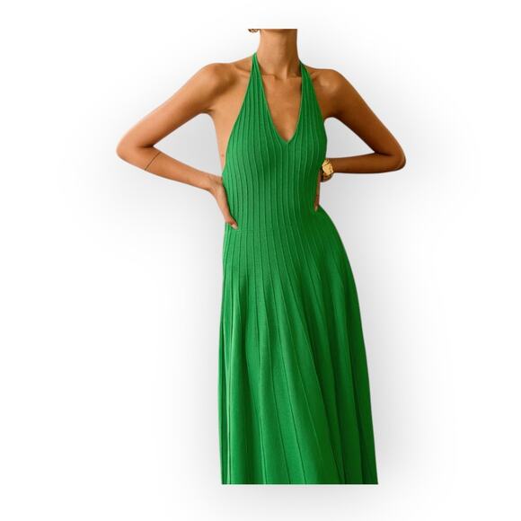 Green Knit Halter Maxi Dress – Size XL (12) - Picture 8 of 8